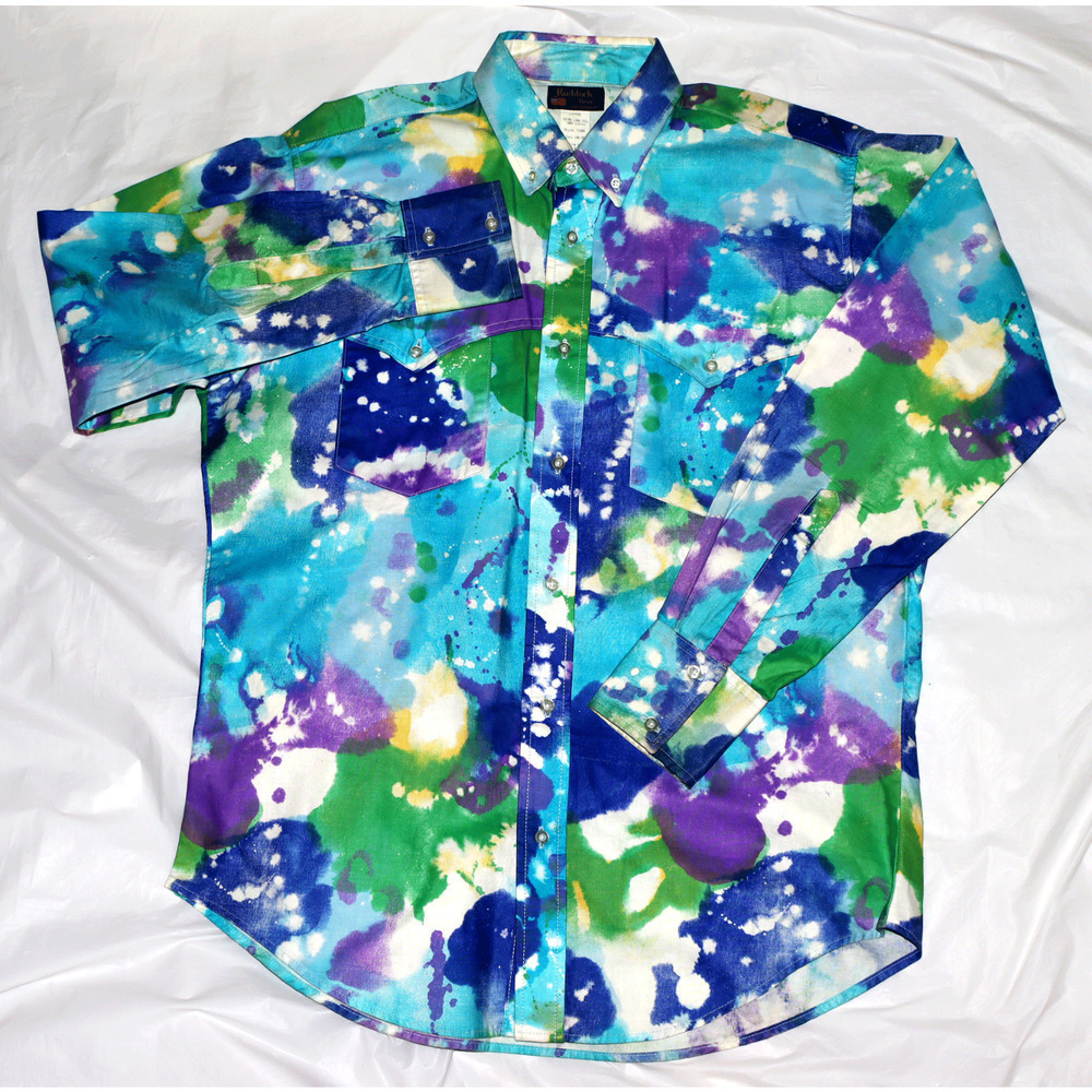 Ruddock Bros Mens Western Long Sleeve Button Up Extra Long Tail Shirt Size Large